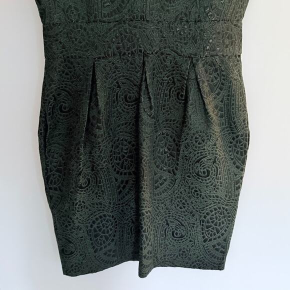 Venus Scalloped Collar Sleeveless Dress Wmns 6 Moss Green V-Neck Sheath Party - Picture 8 of 12